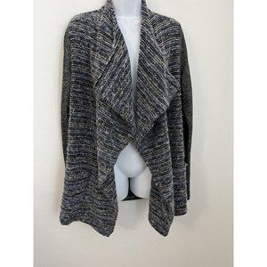 Lucky Brand Open Cardigan Sweater Womens Waterfall Drape Boho Blue M Wool Blend